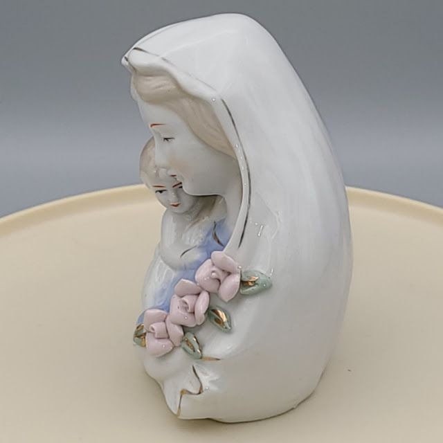 Vintage Mary and Jesus Figural Bust Ceramic Figurine