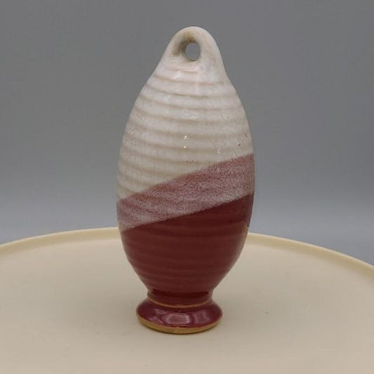 Red and White Hanging Studio Pottery Decoration Hand Made