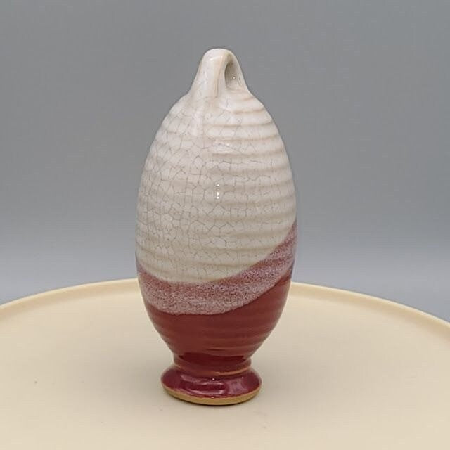 Red and White Hanging Studio Pottery Decoration Hand Made