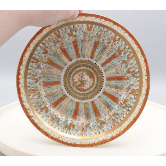 Antique One Thousad Faces Hand Painted Plate Yokohama Ware Kitigawa Kisaku 1890-1918