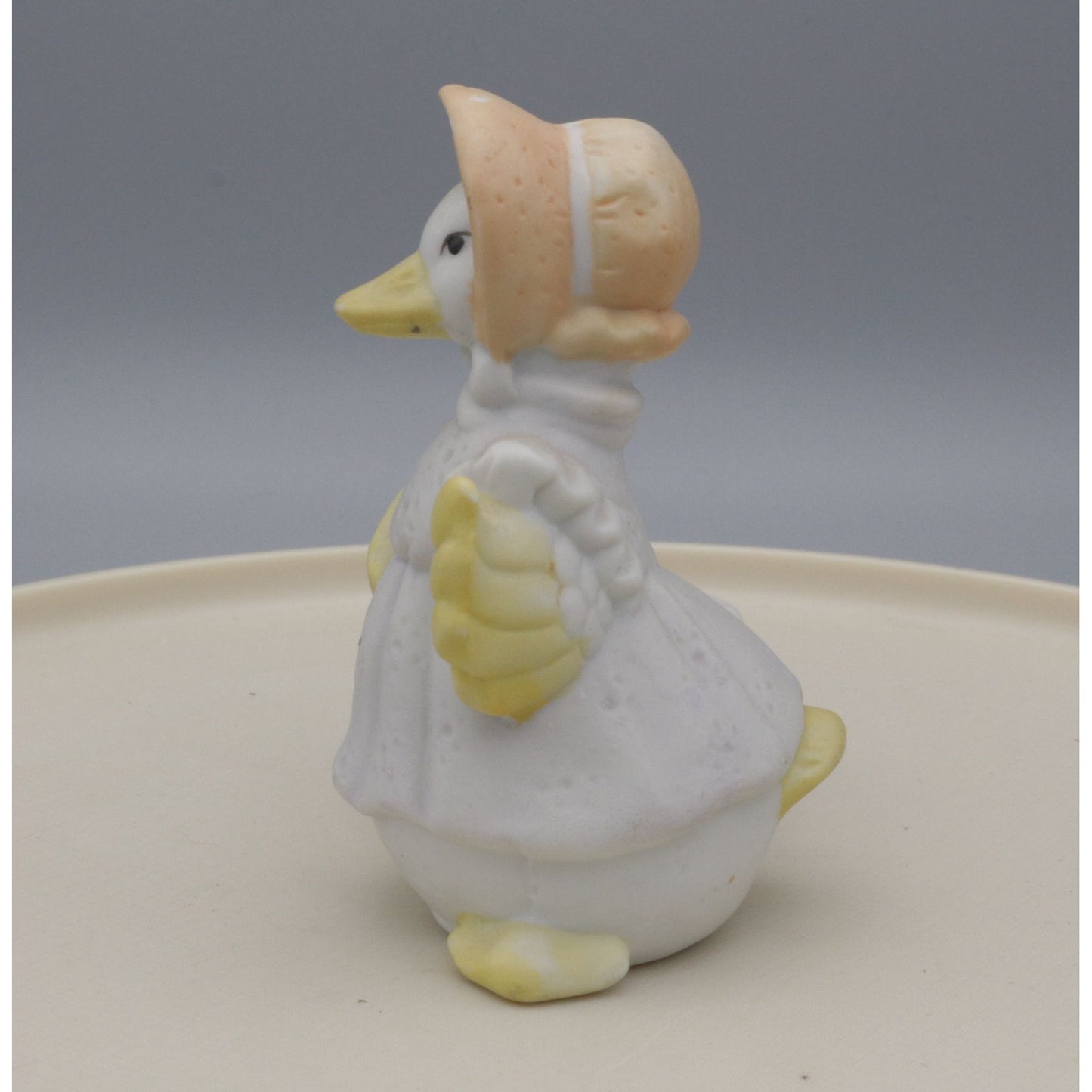 Vintage Bisque Ceramic Duck in Bonnet Votive Candle Holder