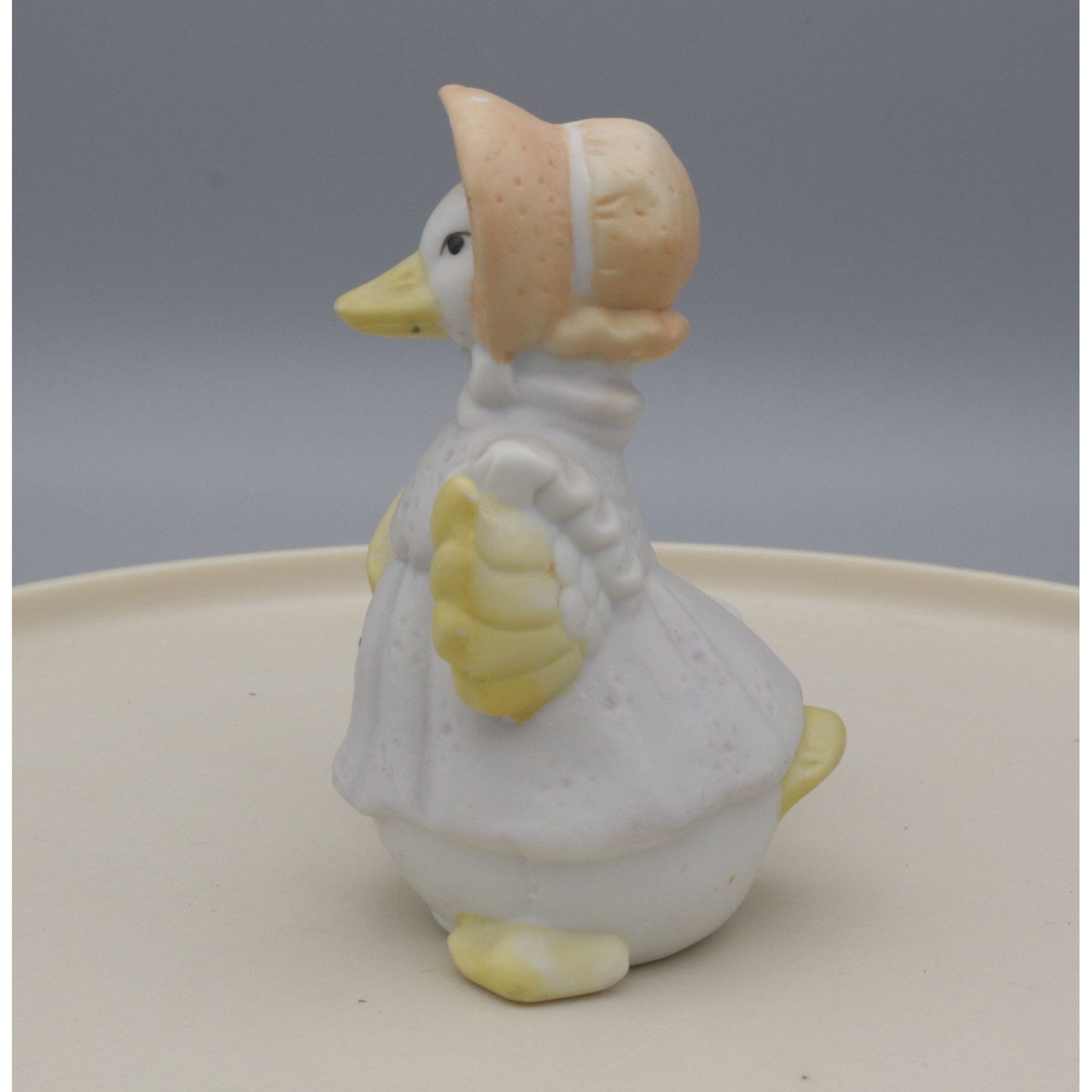 Vintage Bisque Ceramic Duck in Bonnet Votive Candle Holder