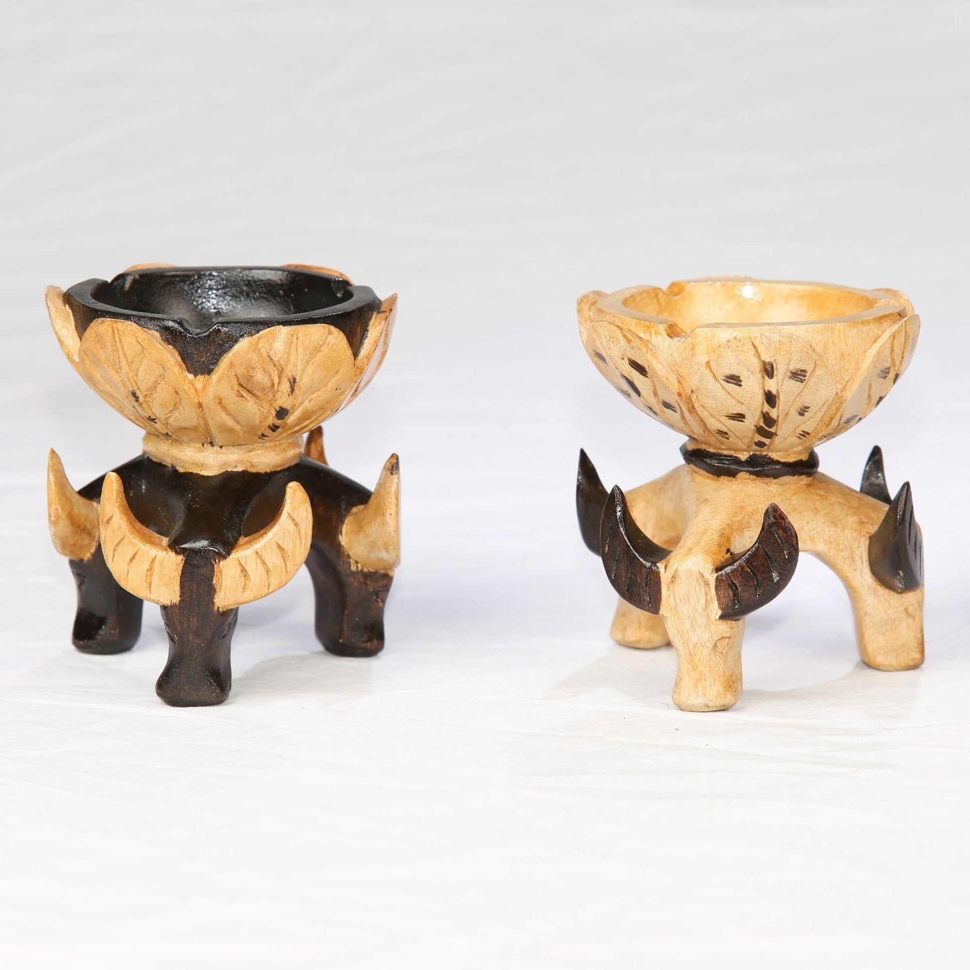 Vintage Hand Made Phillippine Art Ash Tray Set of 2 Wooden