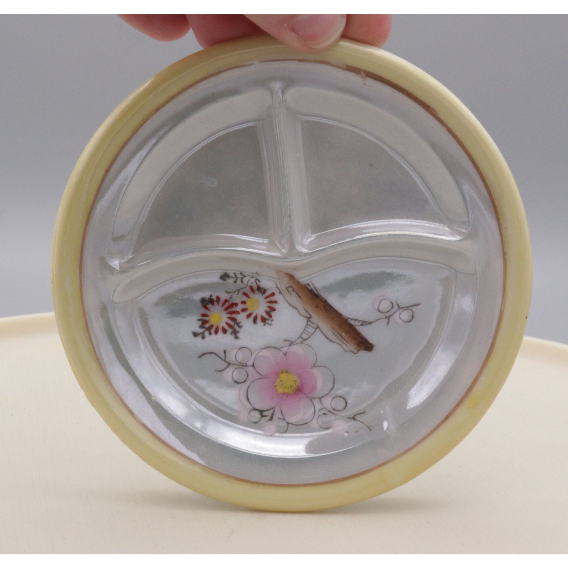 Vintage Doll Plate Ceramic Handpainted Lusterware Miniature Dish Made in Japan