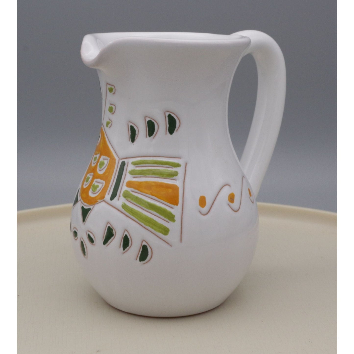 Bird Motif Creamer Small Pitcher Marked Ceramic Colorful