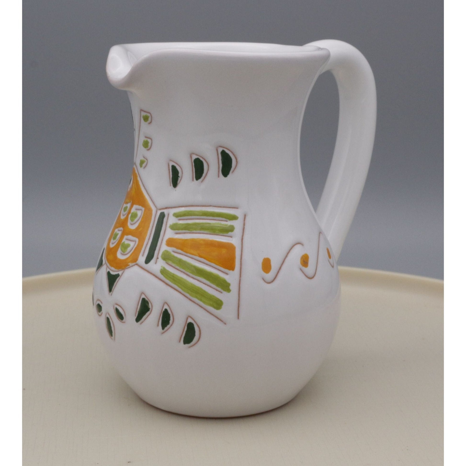Bird Motif Creamer Small Pitcher Marked Ceramic Colorful