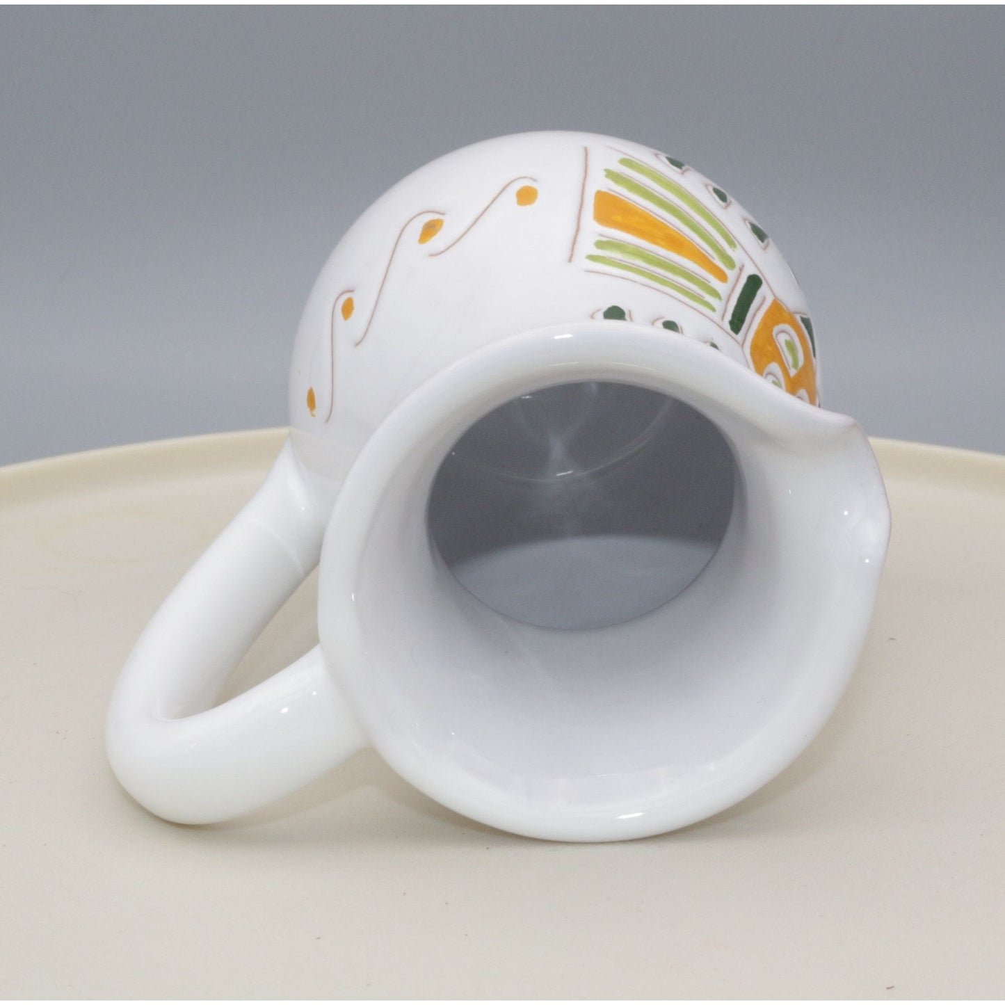 Bird Motif Creamer Small Pitcher Marked Ceramic Colorful