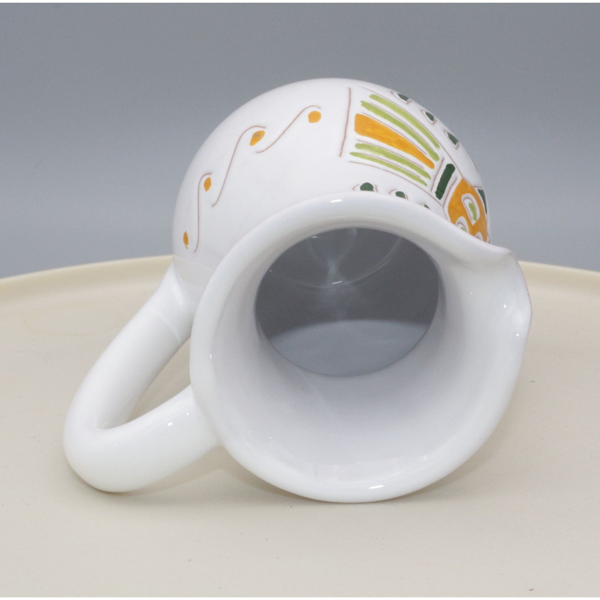 Bird Motif Creamer Small Pitcher Marked Ceramic Colorful