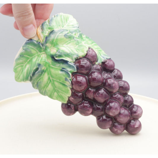 Vintage Japan Wall Pocket Bunch of Grapes Ceramic Hand Painted