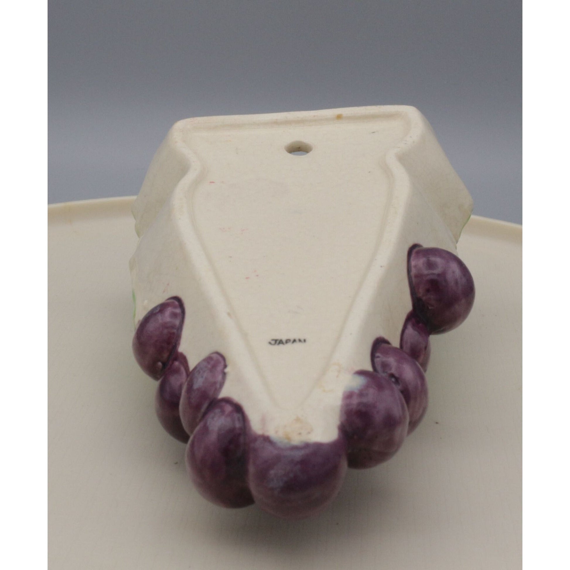 Vintage Japan Wall Pocket Bunch of Grapes Ceramic Hand Painted