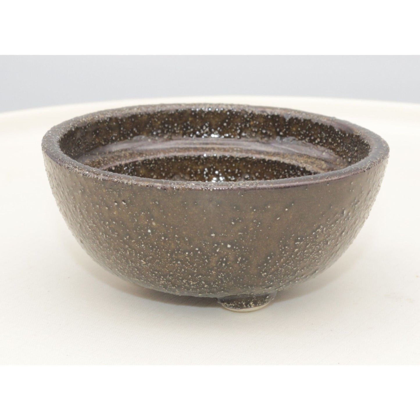 Small Brown Footed Pottery Finger Bowl