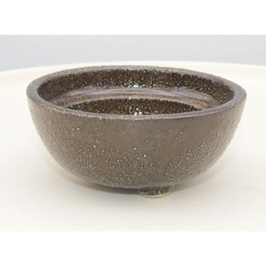 Small Brown Footed Pottery Finger Bowl