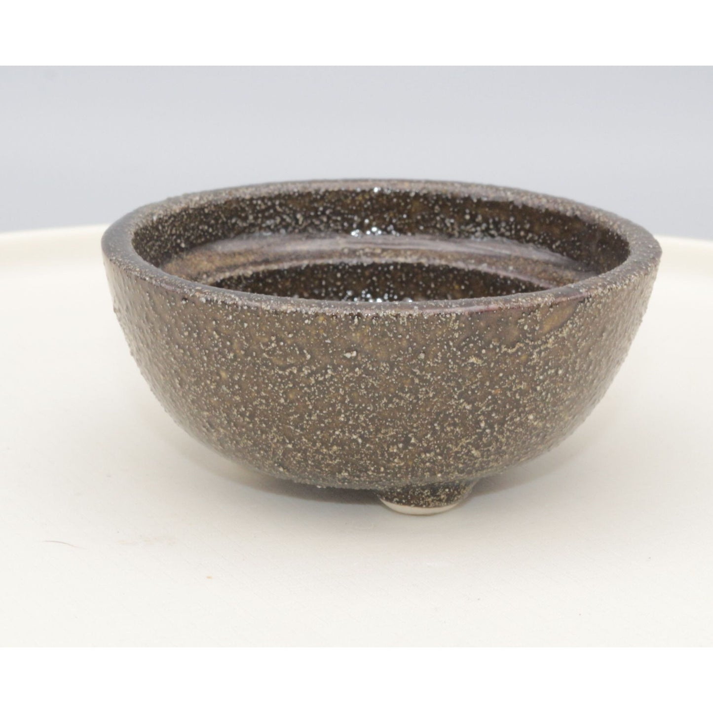 Small Brown Footed Pottery Finger Bowl