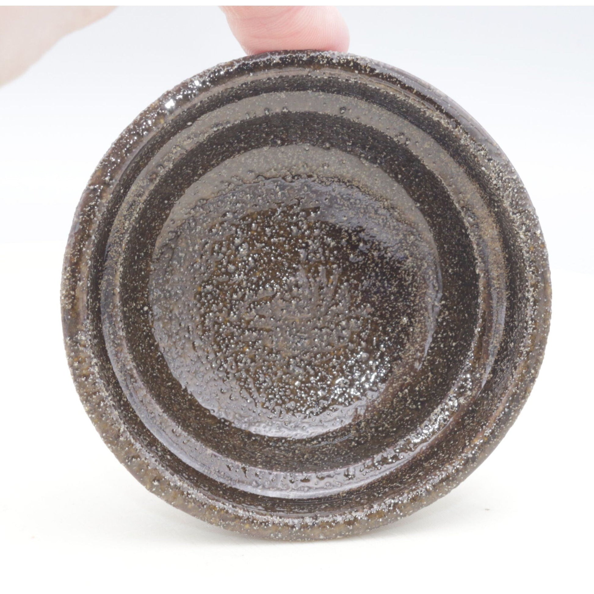 Small Brown Footed Pottery Finger Bowl