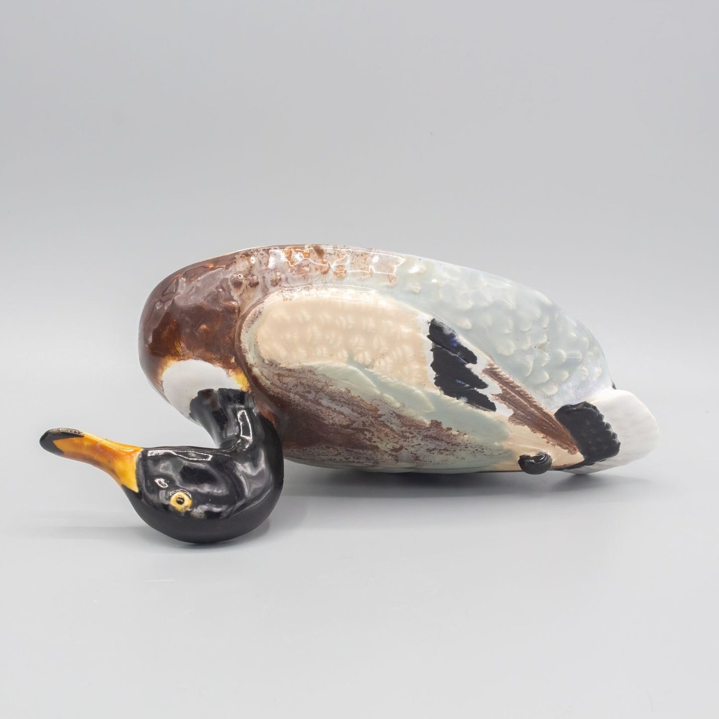 Vintage Duck on Basket Sigma Tastesetter Ceramic Figural Box