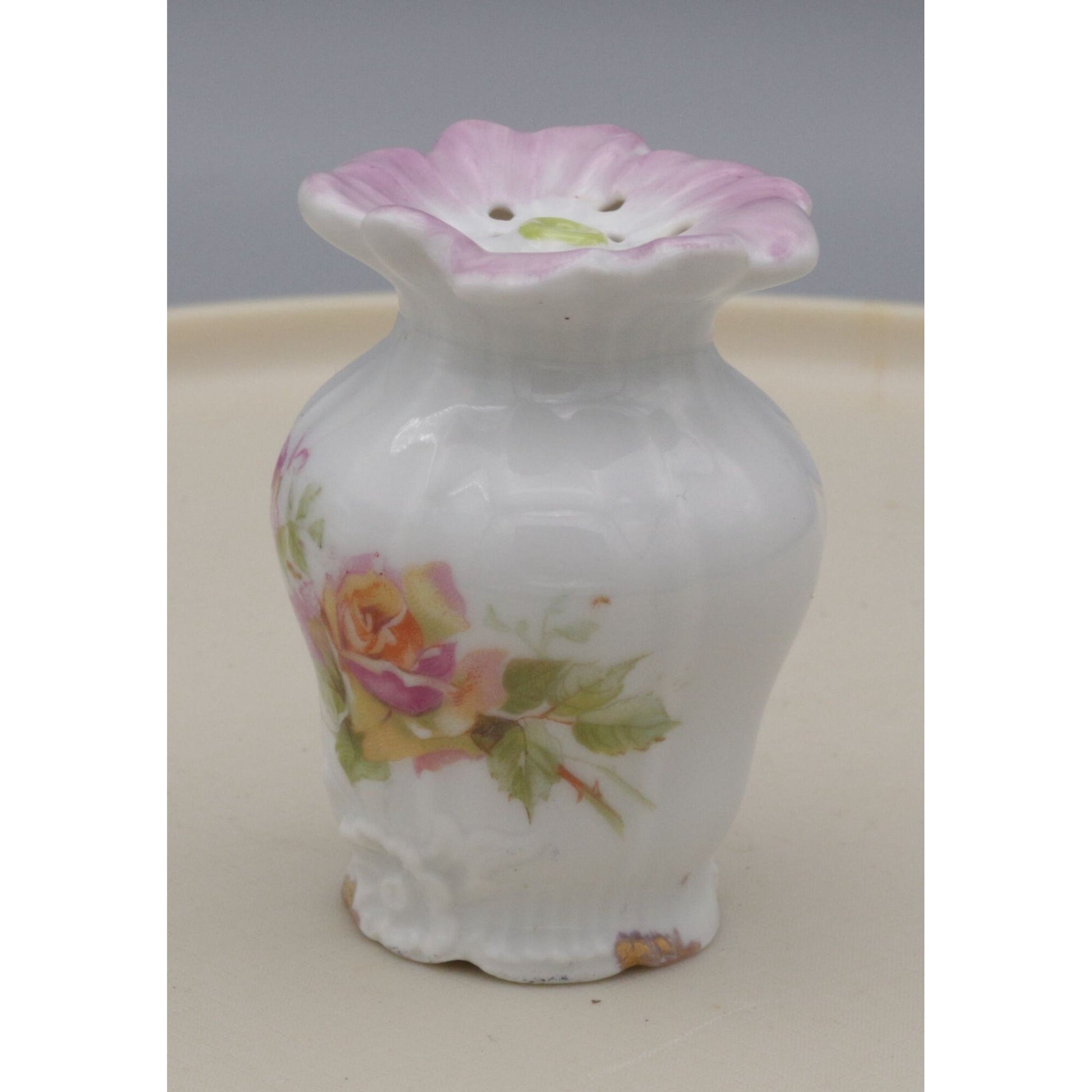 Vintage Floral Porcelain Salt Shaker Figural Flower Shaped