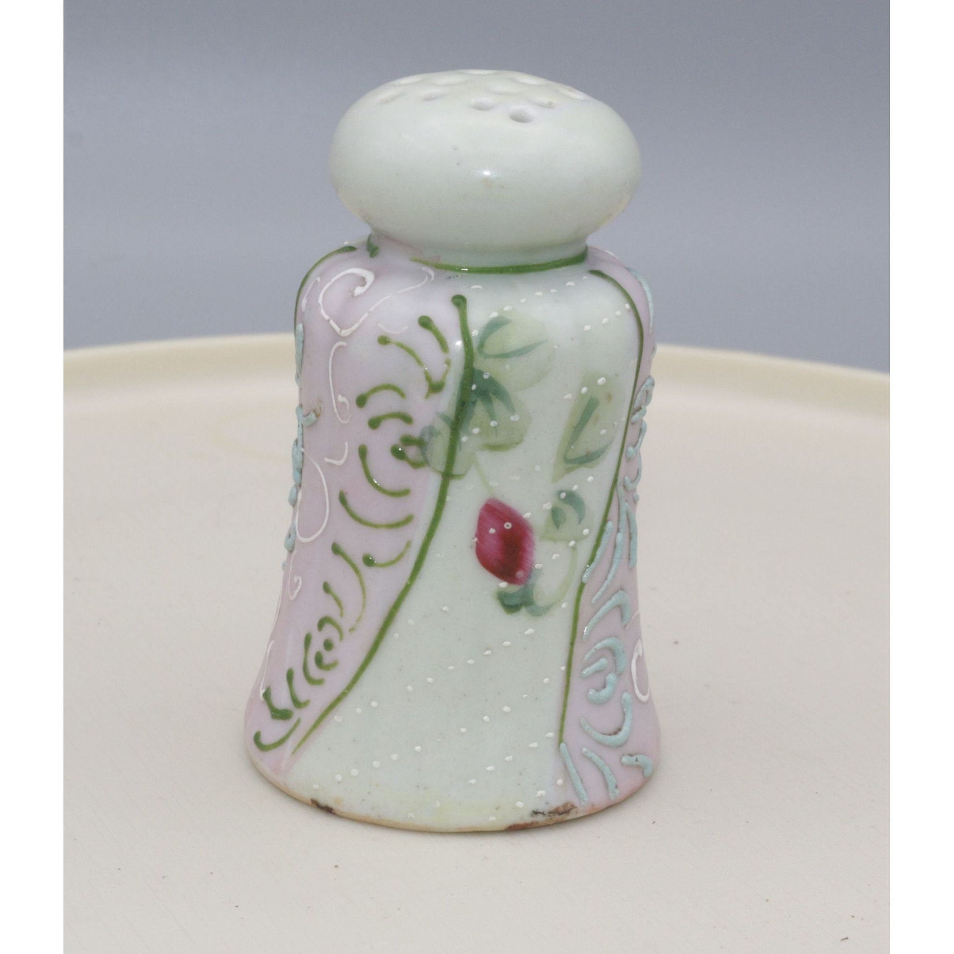 Vintage Hand Painted Ceramic Floral Pink and Green Shaker Japan