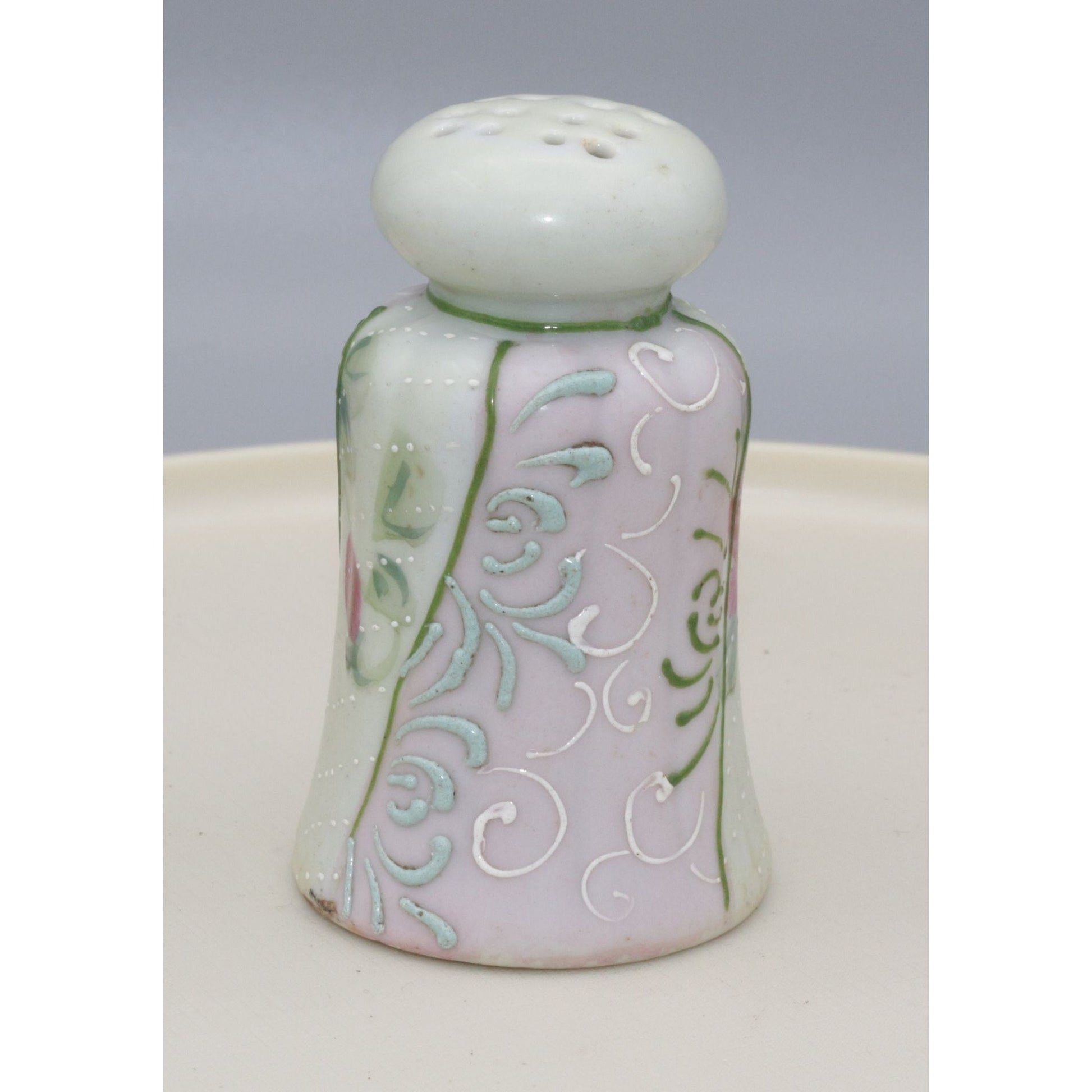 Vintage Hand Painted Ceramic Floral Pink and Green Shaker Japan