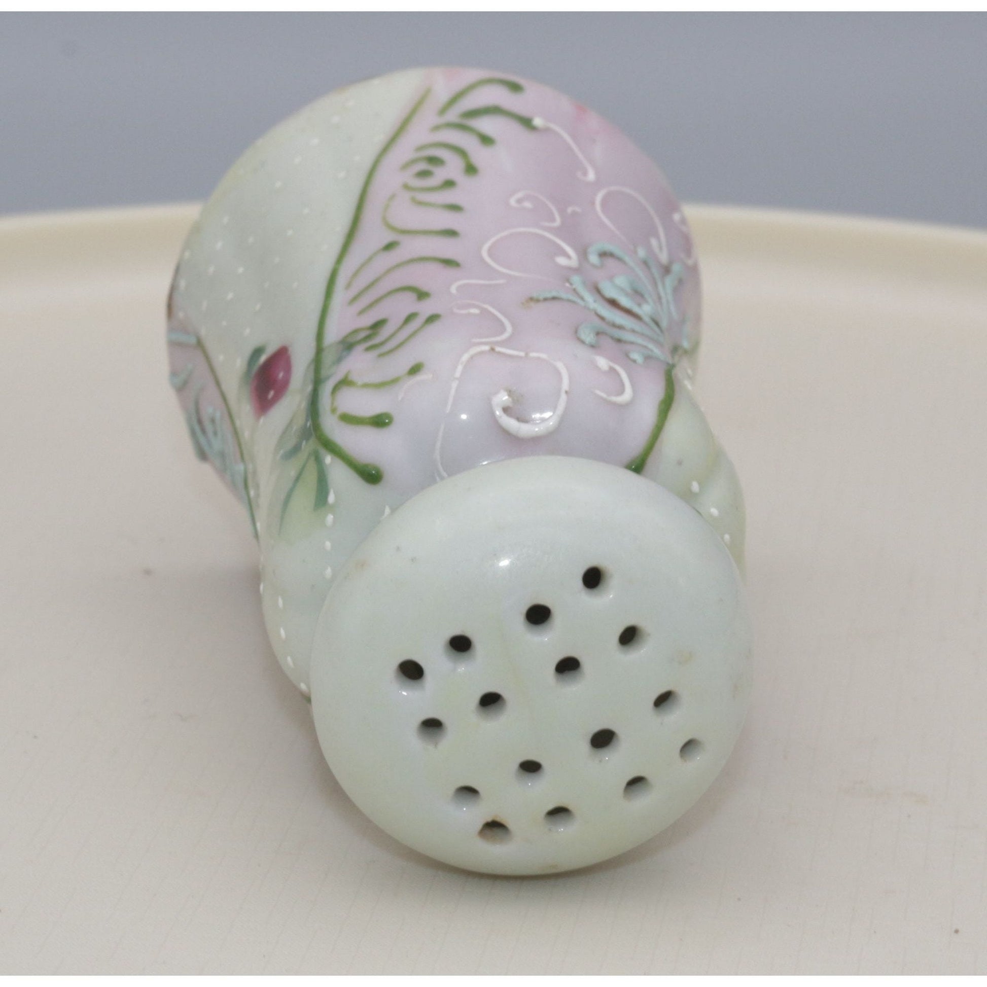 Vintage Hand Painted Ceramic Floral Pink and Green Shaker Japan