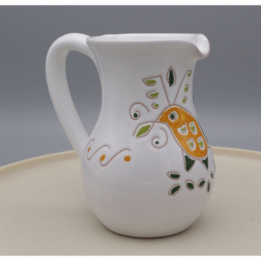 Bird Motif Creamer Small Pitcher Marked Ceramic Colorful