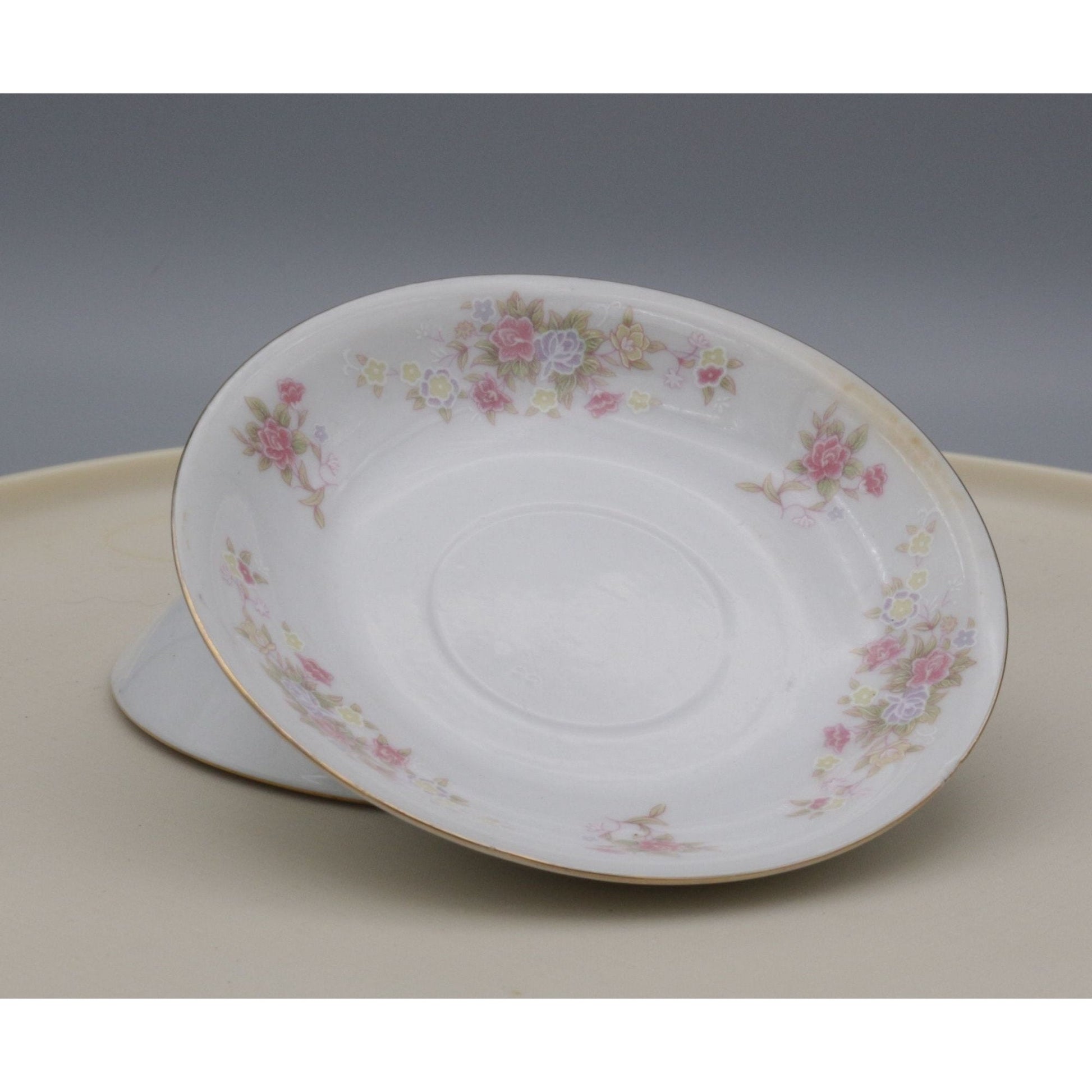 Vintage Floral Teacups on Saucers Porcelain China Set of 2