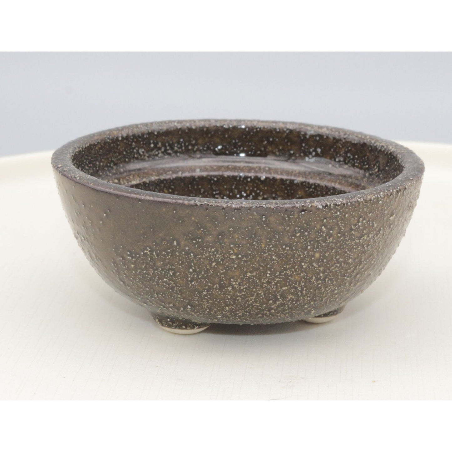 Small Brown Footed Pottery Finger Bowl