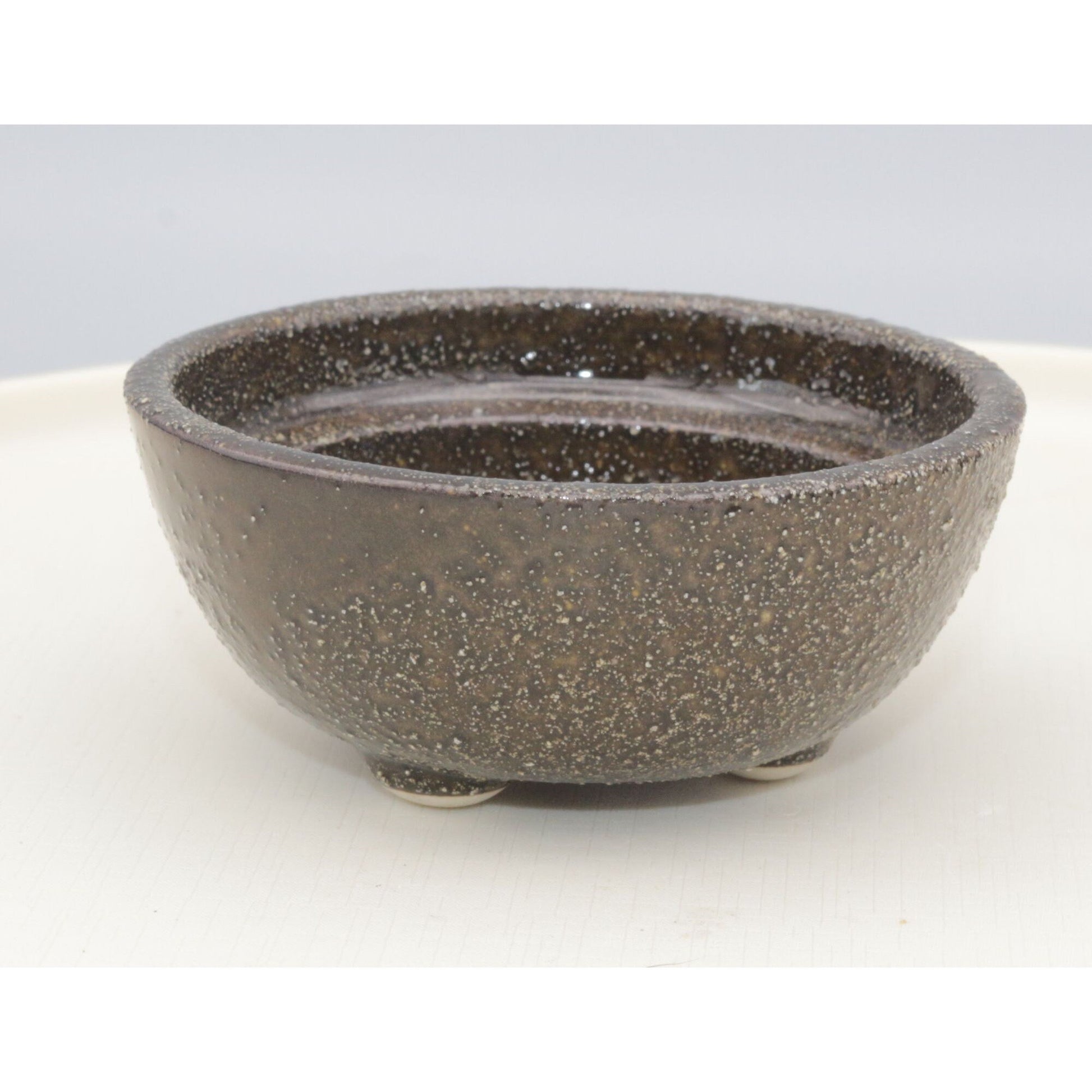 Small Brown Footed Pottery Finger Bowl