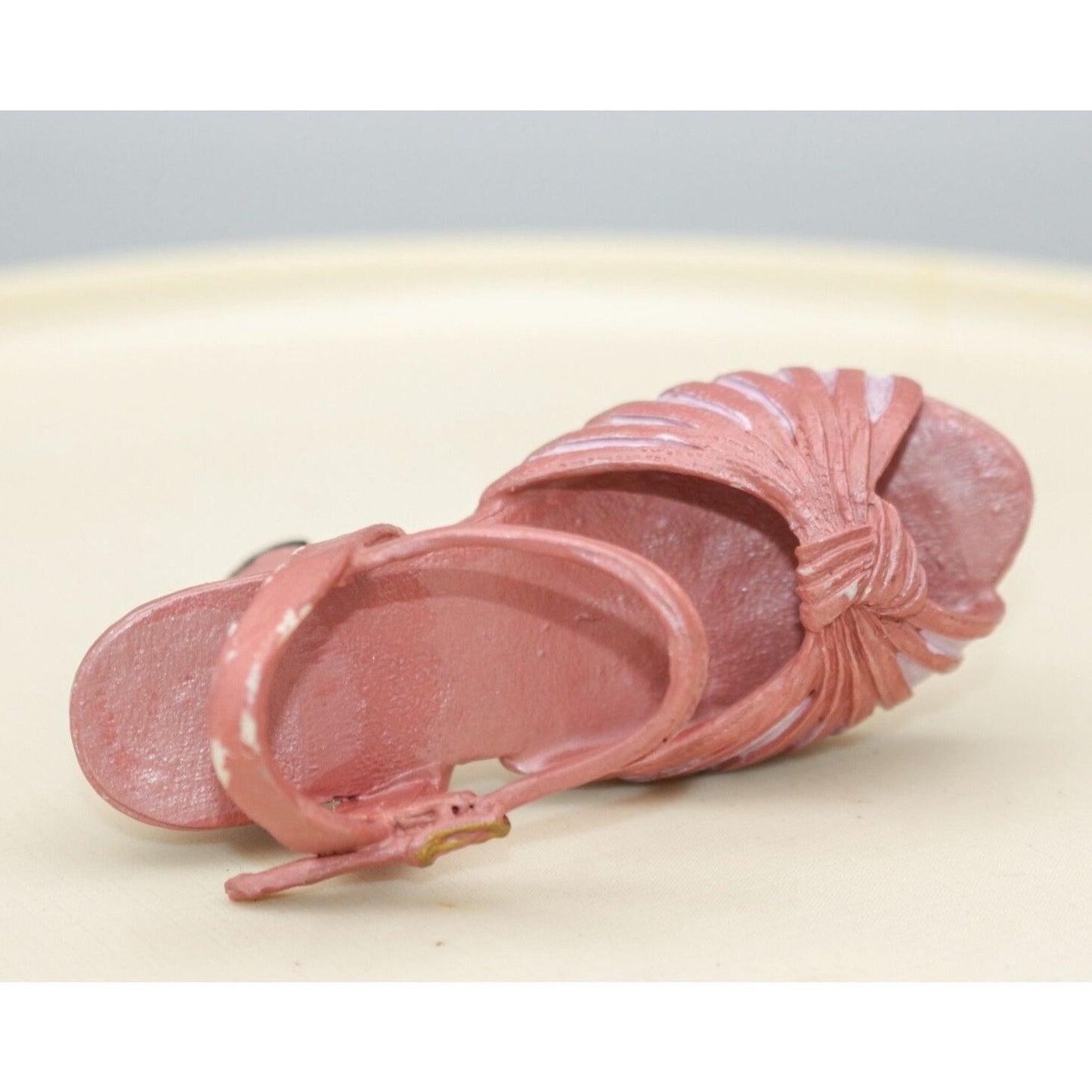 Miniature Shoe Figurine Pink Strappy Sandle Resin