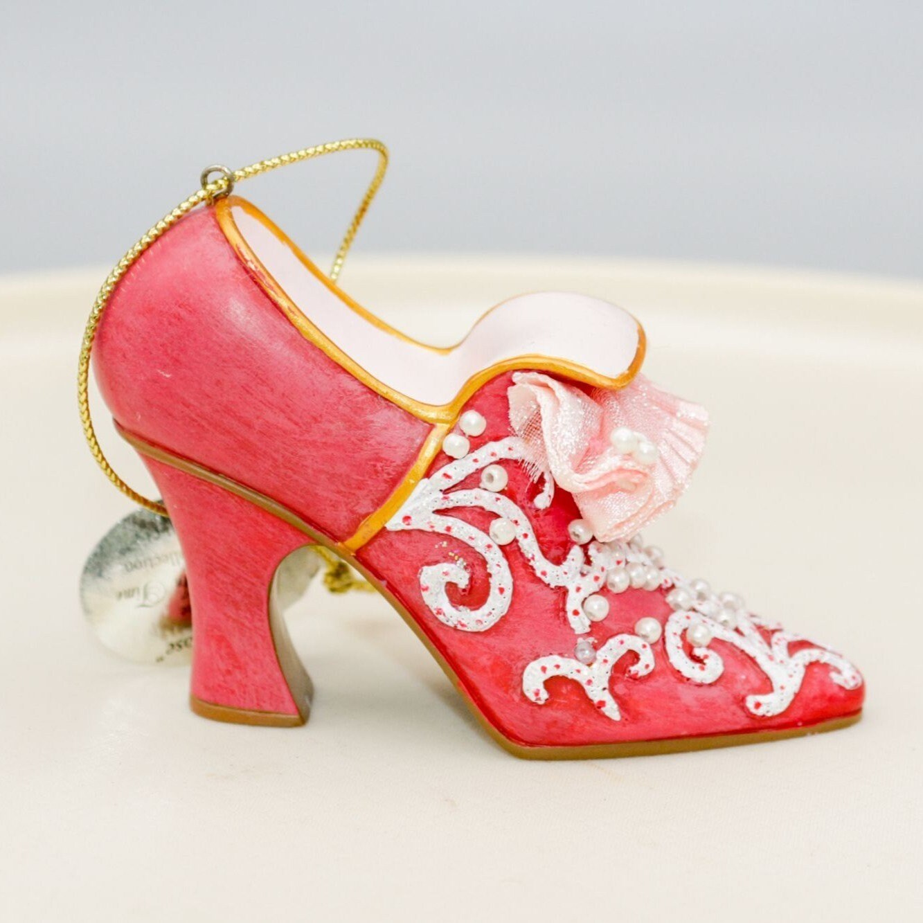 Ashton Drake Miniature Shoe Tudor Rose Heirloom Ornament Stepping in Time