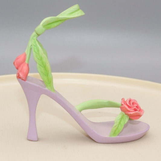 Avon Miniature Shoe Figurine Roses Strappy Sandal Heel AS IS