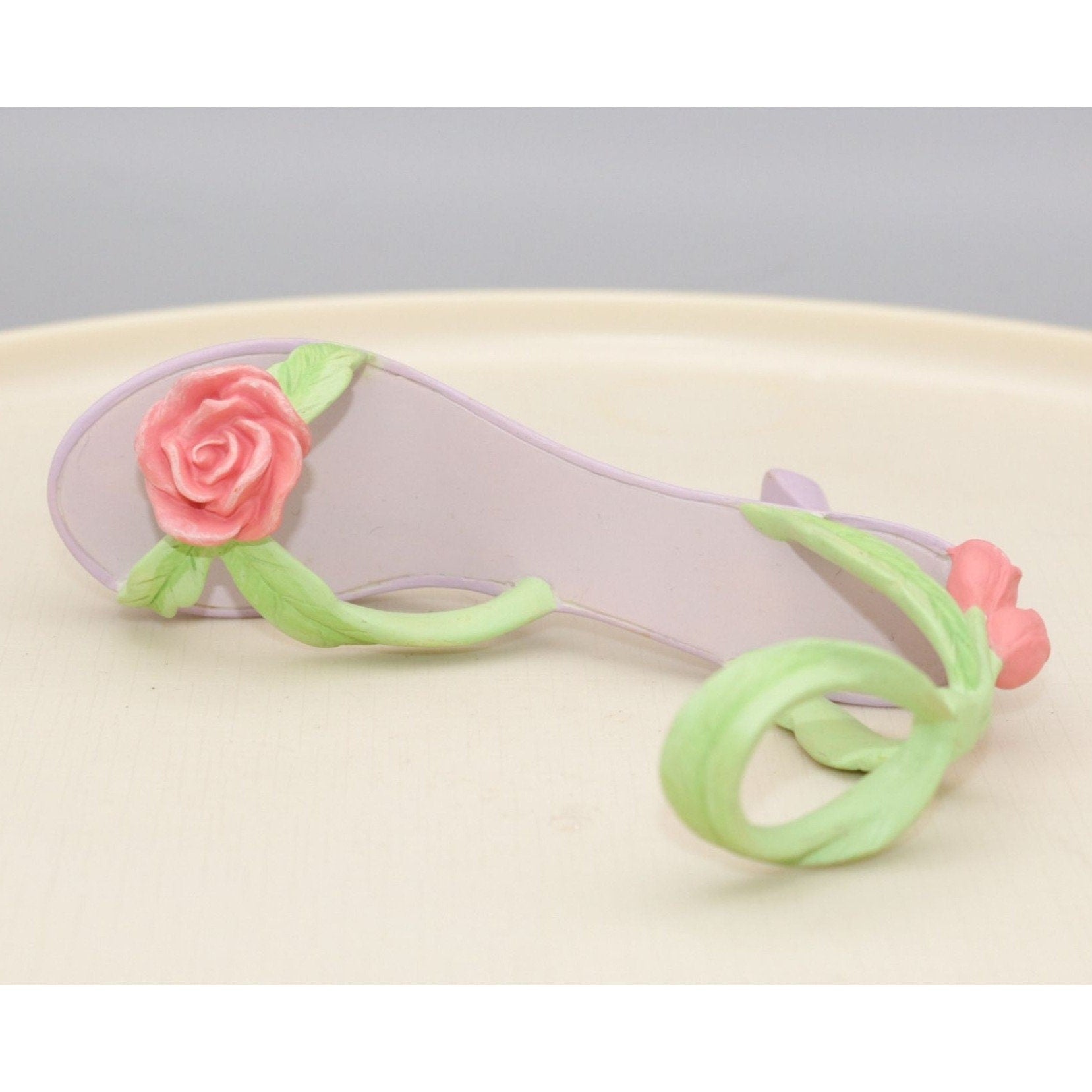 Avon Miniature Shoe Figurine Roses Strappy Sandal Heel AS IS